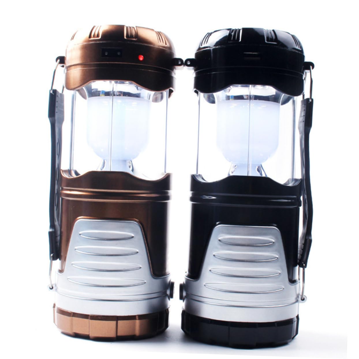 BESTonZON LED Solar Rechargeable Camping Light Portable Emergency Lamp for Outdoor Use Multi Mode Bronze Tent Lantern for Hiking Home and Emergency Situations