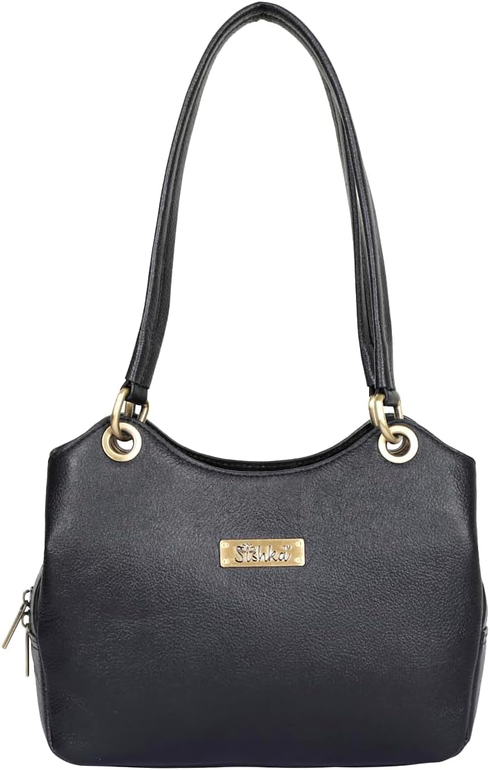 Women's Black Genuine Leather Top Handle Shoulder Tote Bag, Ladies Satchel Handbag Purse for Work, Office, Daily Use