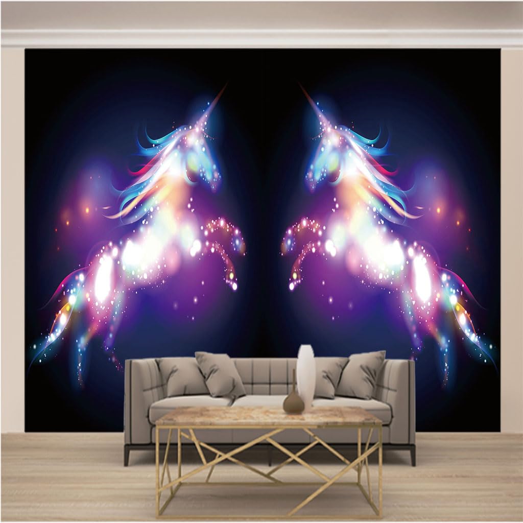 Papier peint intissé panoramique licorne 3D XXL 300x220cm