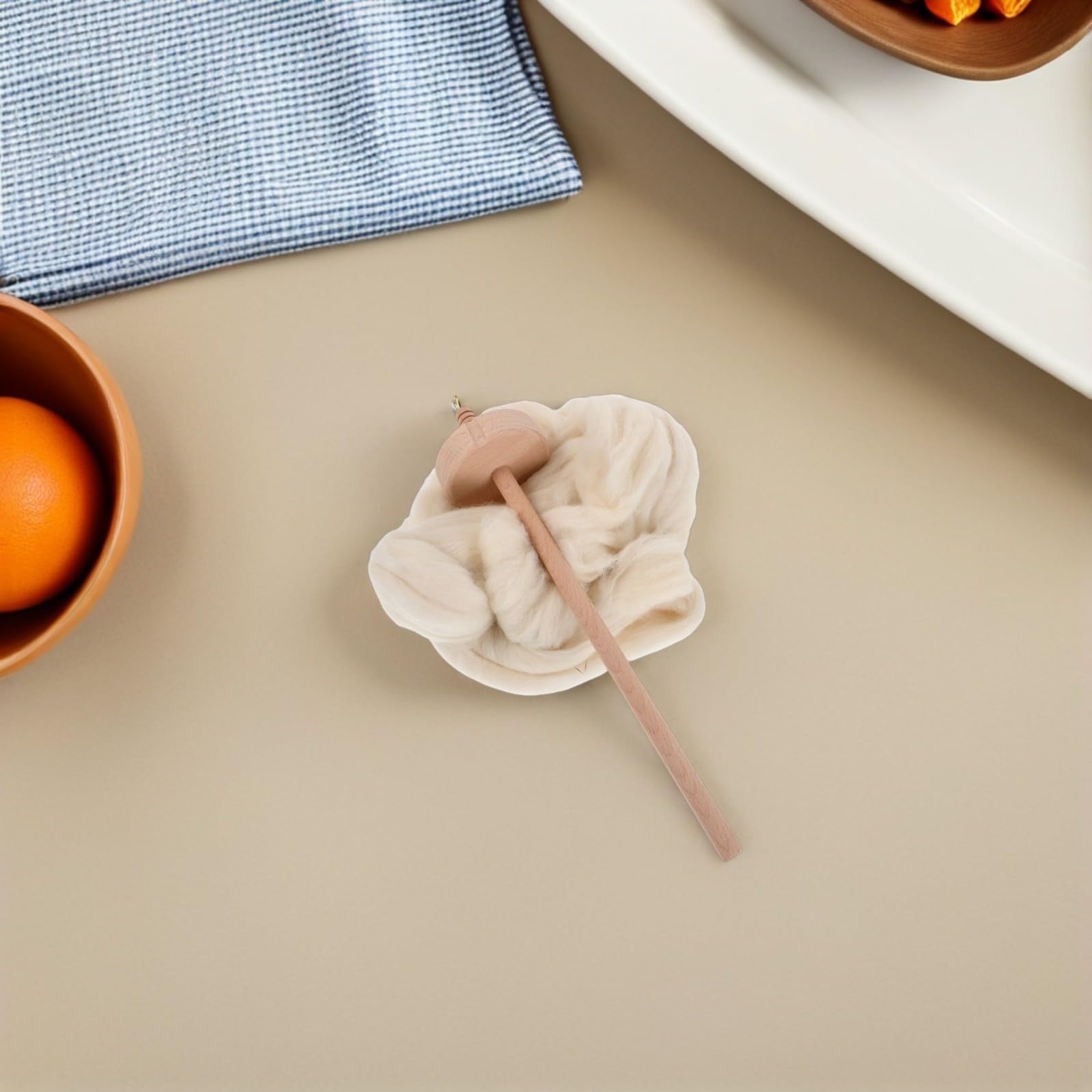 Kit Fuso per Filare la Lana in Legno Resistente con Gancio per Filo da Tessitura, Strumento la Tessitura a Mano per Hobbisti e Professionisti