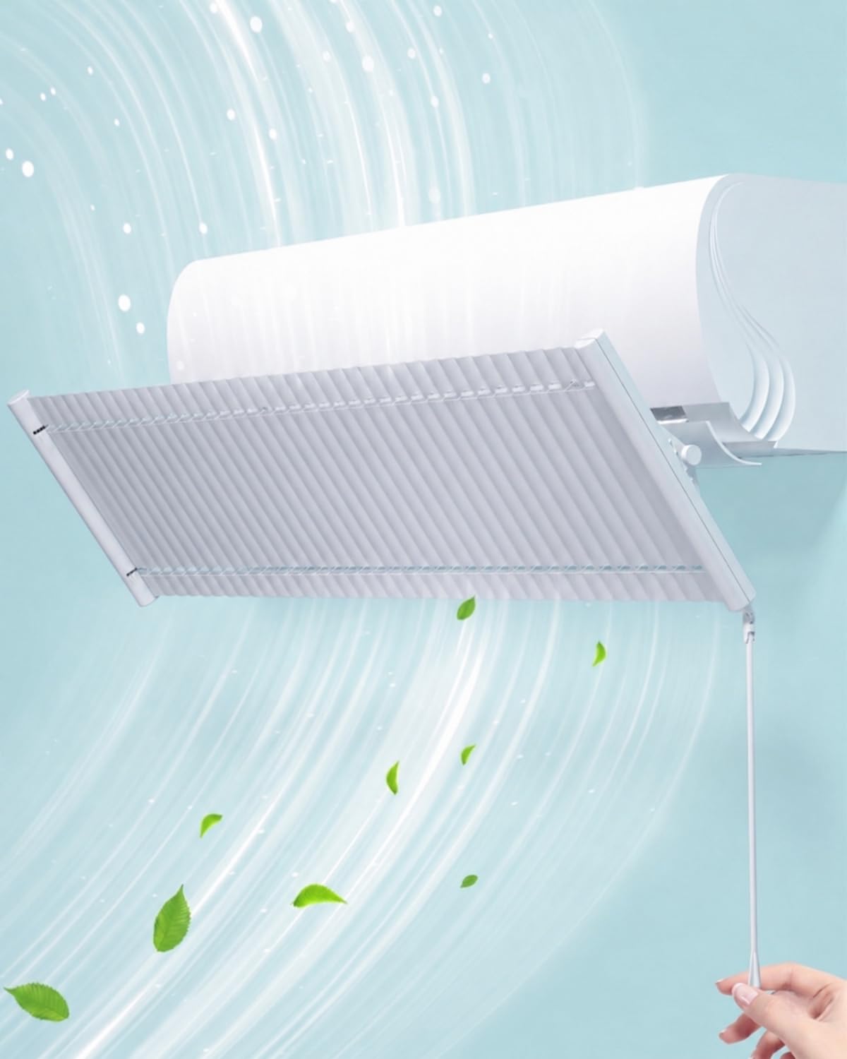 Deflettore Condizionatore Regolabile 90cm con Alette in Alluminio | Deviatore Aria Condizionatore Regolabile, Anti Soffiaggio Diretto per Casa Ufficio Camera, Senza Fori, Split 70-100cm