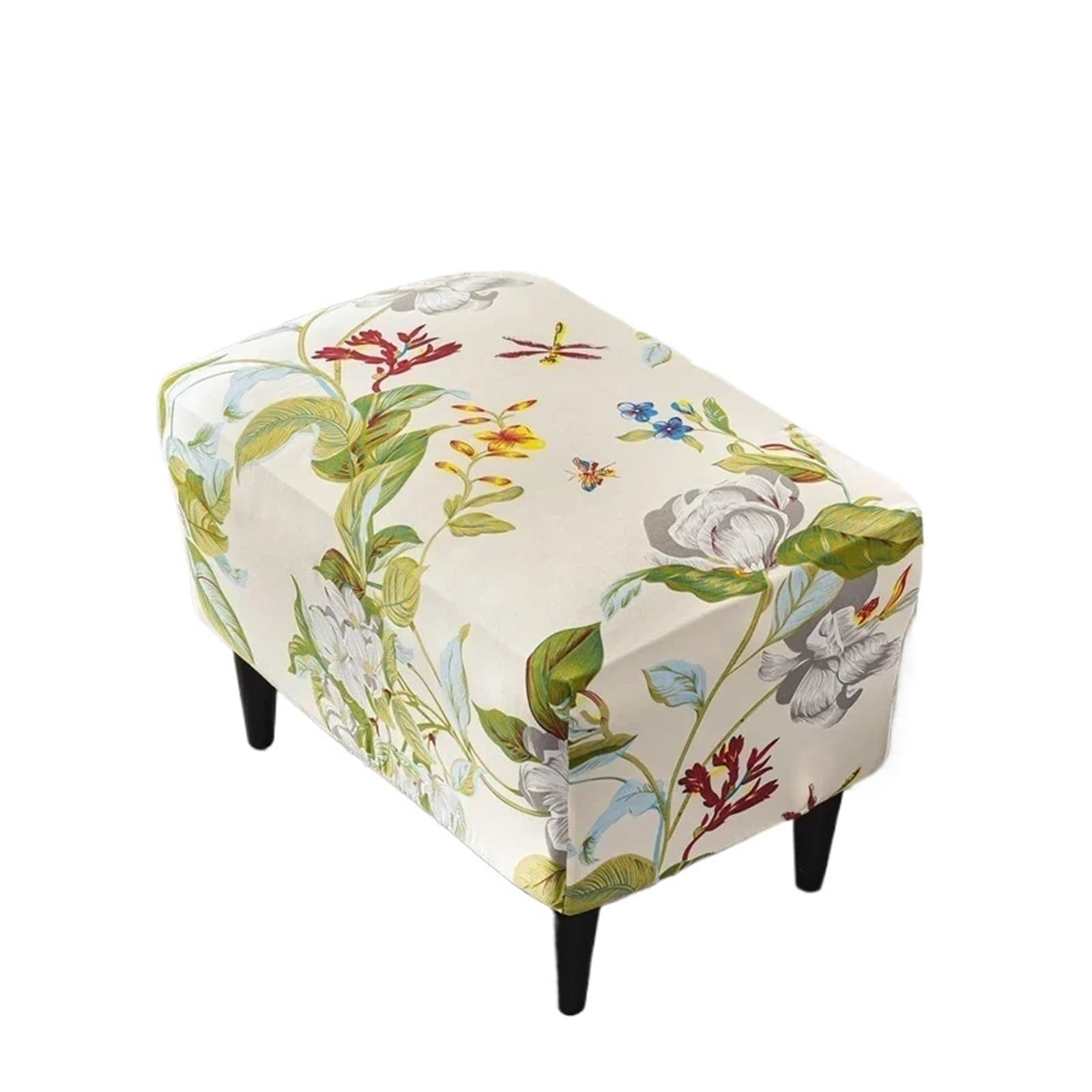 GCYEIDMA Wing Chair Slipcover Floral Printed Wing Chair Cover Stretch Armchair Covers Removable Relax Sofa Slipcovers with Seat Cushion(B7 Footstool Cover)
