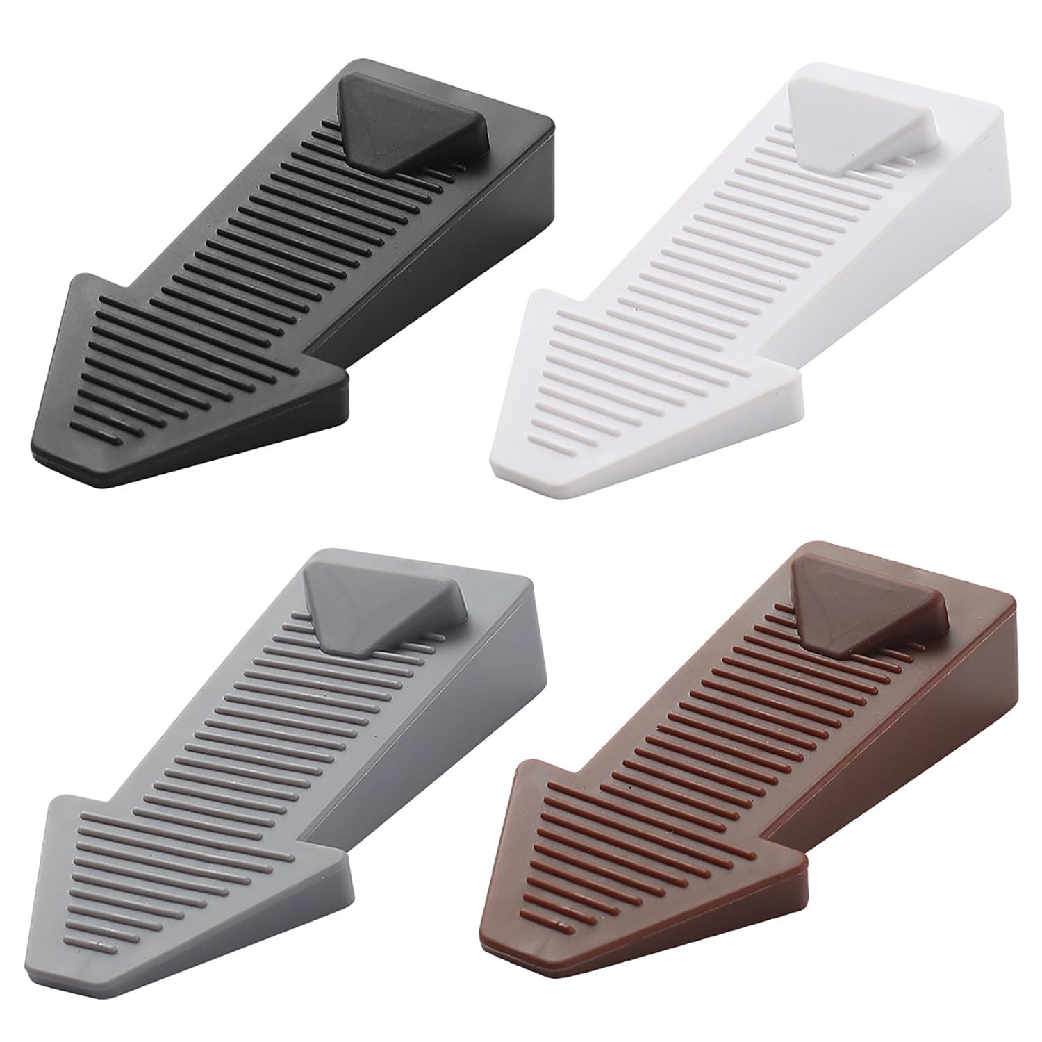 Yatrosynth Pack of 4 Door Stop, Rubber Door Stoppers, Heavy-Duty Non, Anti-Skid, Durable Ideal for Floors, Carpets, Tiles & Wood - (White, Gray, Brown, Black)