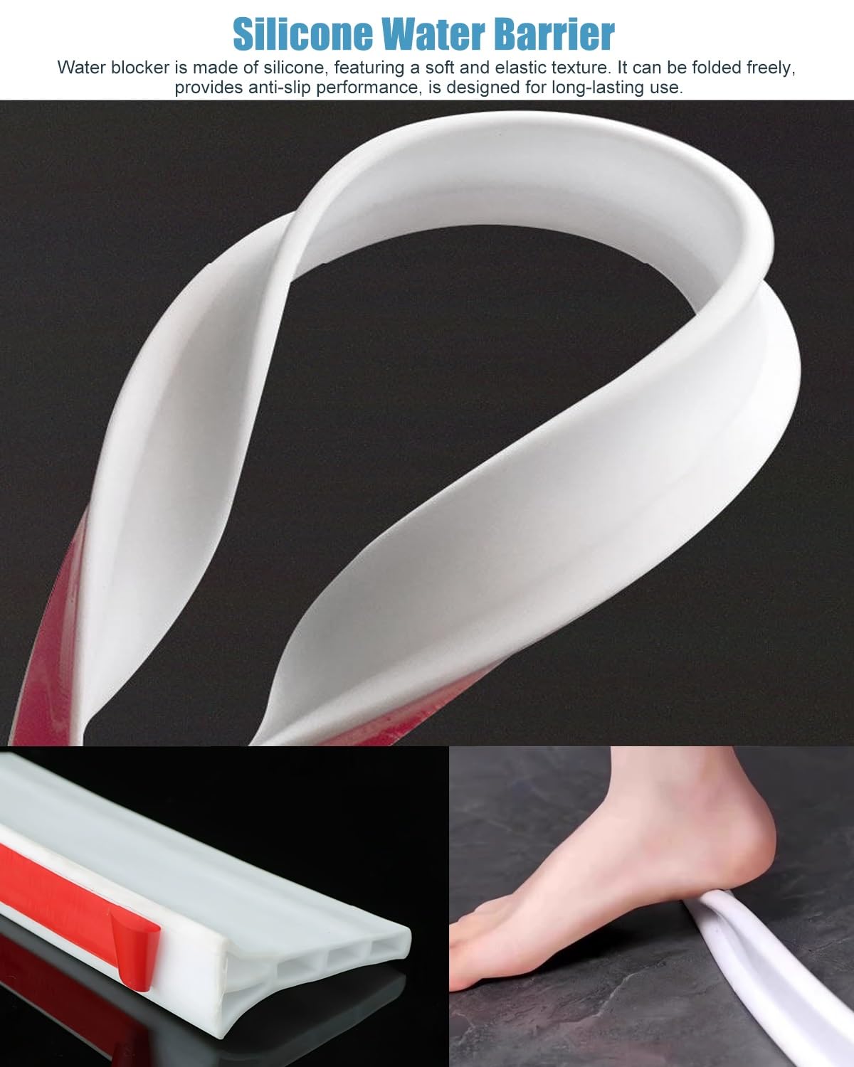Schwallschutzleiste Dusche Lange Dusch-Wassersperre 10cm flexiblem Silikon