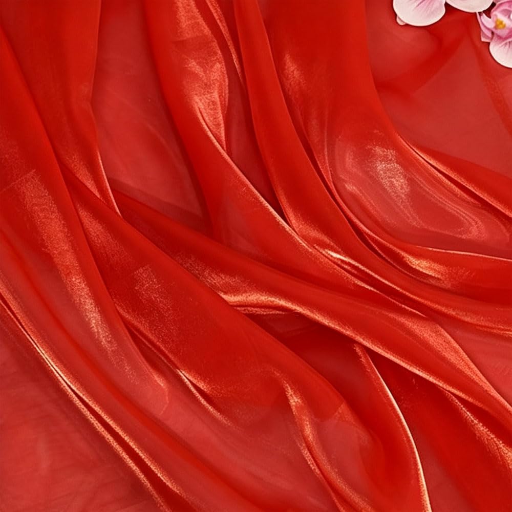 1.5M*1M Iridescent Organza Fabric Dark Red Organza Polyester Fabric,Iridescent Holographic Gauze for Stage Costume,Performance Costume