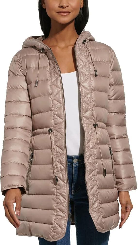 Kenneth Cole Women's Hooded Quilted Long Puffer Jacket Coat - Image 4