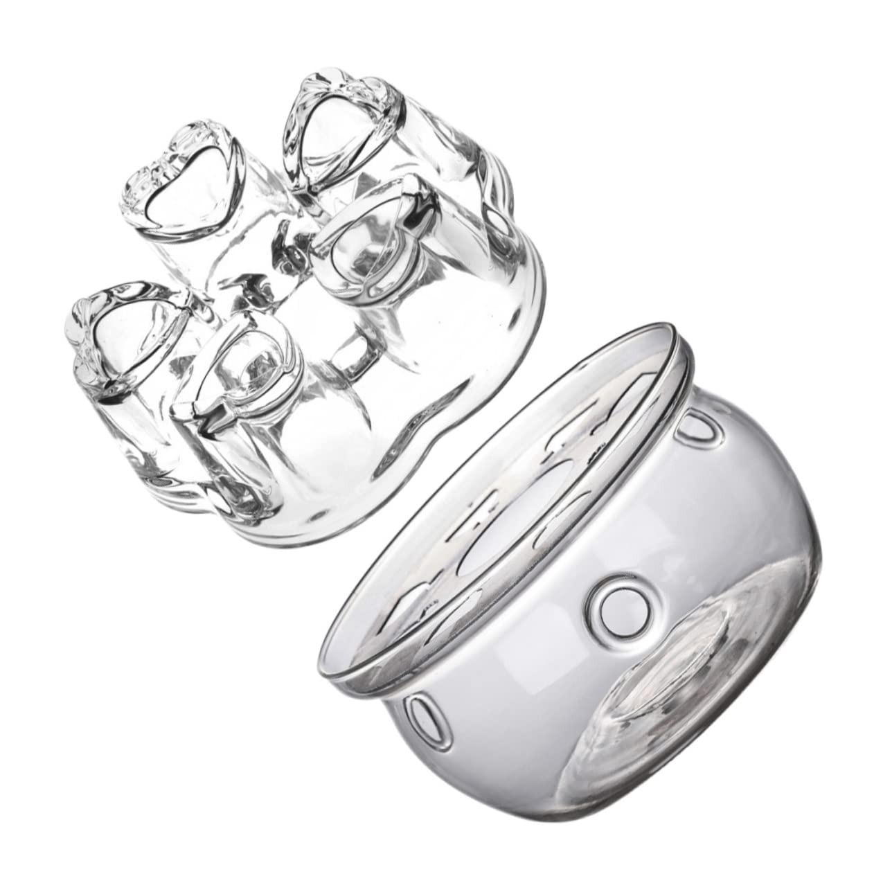 SOLUSTRE 2Pcs Teapot Warmer High Borosilicate Tea Heater with Elegant and Heart Bases Safe Heat Dissipation for Tea and Milk No Candle Included