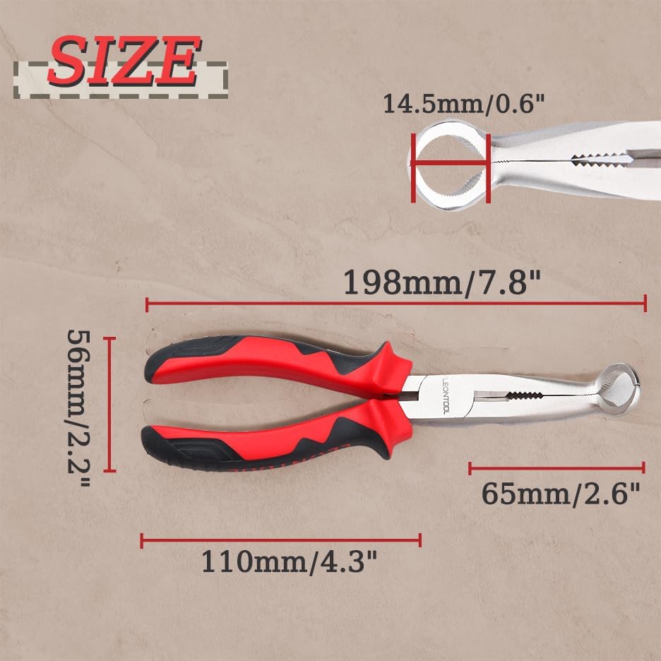 Miniatura 5 de Alicates de extracción de arranque de bujía de 8 pulgadas, mordazas dentadas, alicates de agarre de manguera con cortador de alambre, alicates de