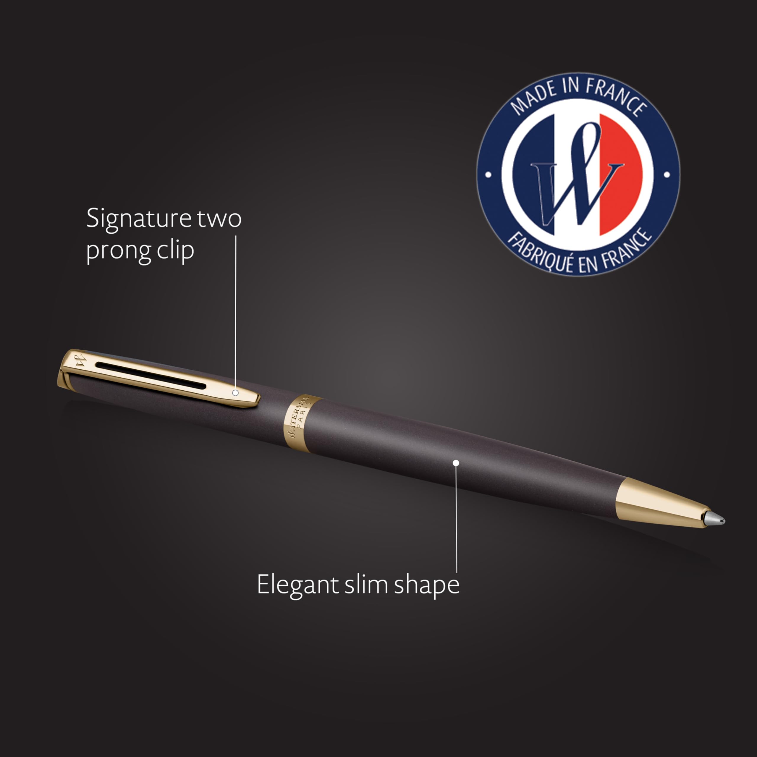 Waterman Hémisphère Penna a sfera | The Understated Edit | Nero lava | punta media | Inchiostro blu | confezione regalo