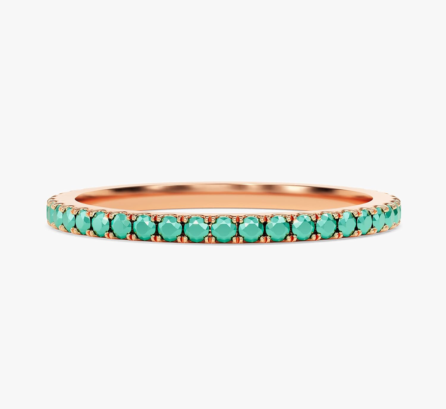 14k Solid Gold Turquoise Wedding Band for Women in Yellow Gold, Rose Gold, White Gold-Eternity Turquoise Statement Ring