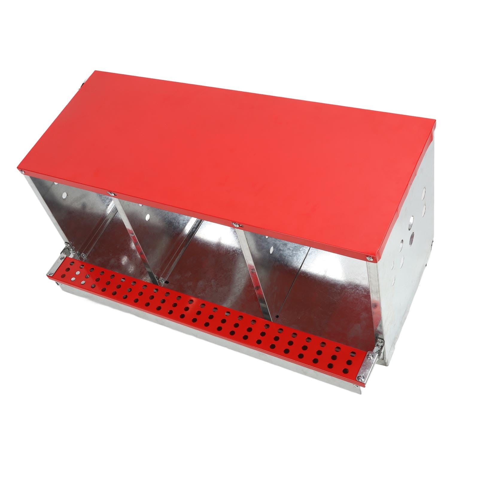 Caja de Anidación para Gallinas 3 Compartimentos, Caja de Puesta Bien Ventilada y Resistente para Recoger Huevos, Acero Galvanizado, Diseño con Percha para Gallineros