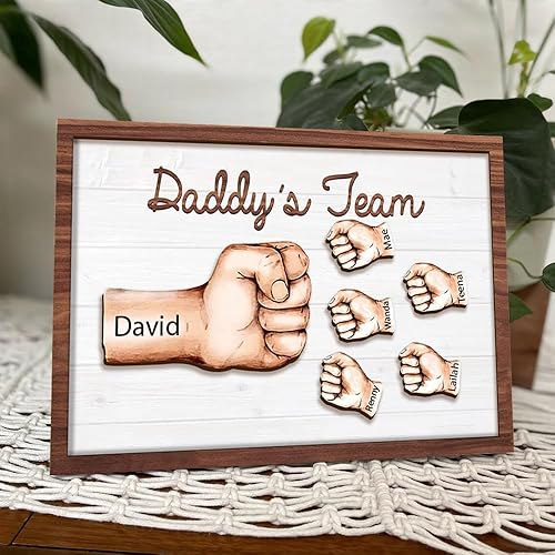 Miniatura 4 de Placa de madera personalizada para papá, letrero de madera personalizado con nombre del niño, letrero de madera de puño, regalo del día del padre