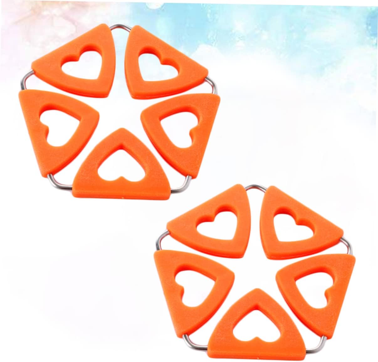 2Pcs Heart Shaped Silicone Insulation Pads Non Slip Flexible Coasters for Hot Dishes Multi Purpose Creative Kitchen Table Mats Orange