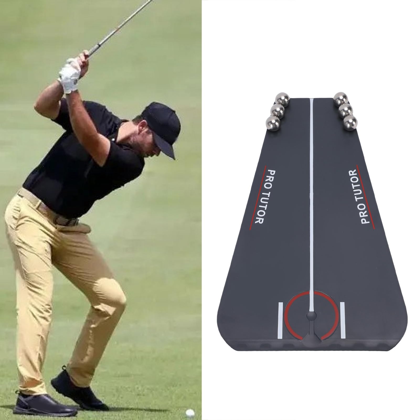 Fockety Tutor de puting de golf, ayuda de entrenamiento de espejo de puting con múltiples modos de entrenamiento, alfombrilla de bateo de golf ligera, ejercicio en línea recta, entrenador de postura