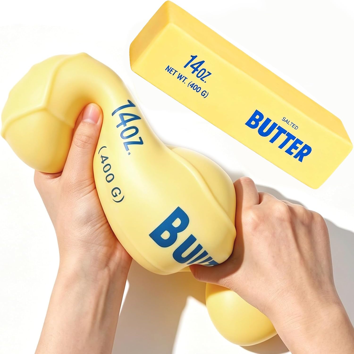 10 Inch Big Butter Squishy, Giant Cheese Squishy Fidget Toys for Adults, Butter Stick Squishies Stress Balls Sensory Squeeze Toys for Anxiety Relief Home Office Desk Decor