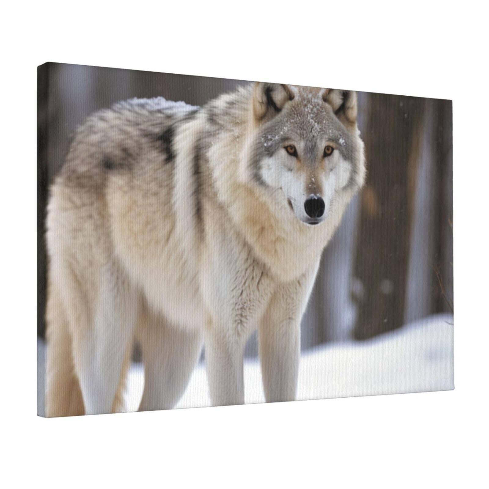 Canvas Wall Art for Living Room Wall Decor 12"x18" Modern Artwork Painting Pictures Hanging Canvas Prints wolf in the snow Aesthetic Wall Art for Bedroom Bathroom Office Wallart Decor