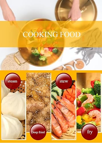 Miniatura 8 de QIBOORUN SUS 304 - Sartén de acero inoxidable con tapa y espátula, sartén de acero inoxidable compatible con inducción con tapa, sartén para chefs