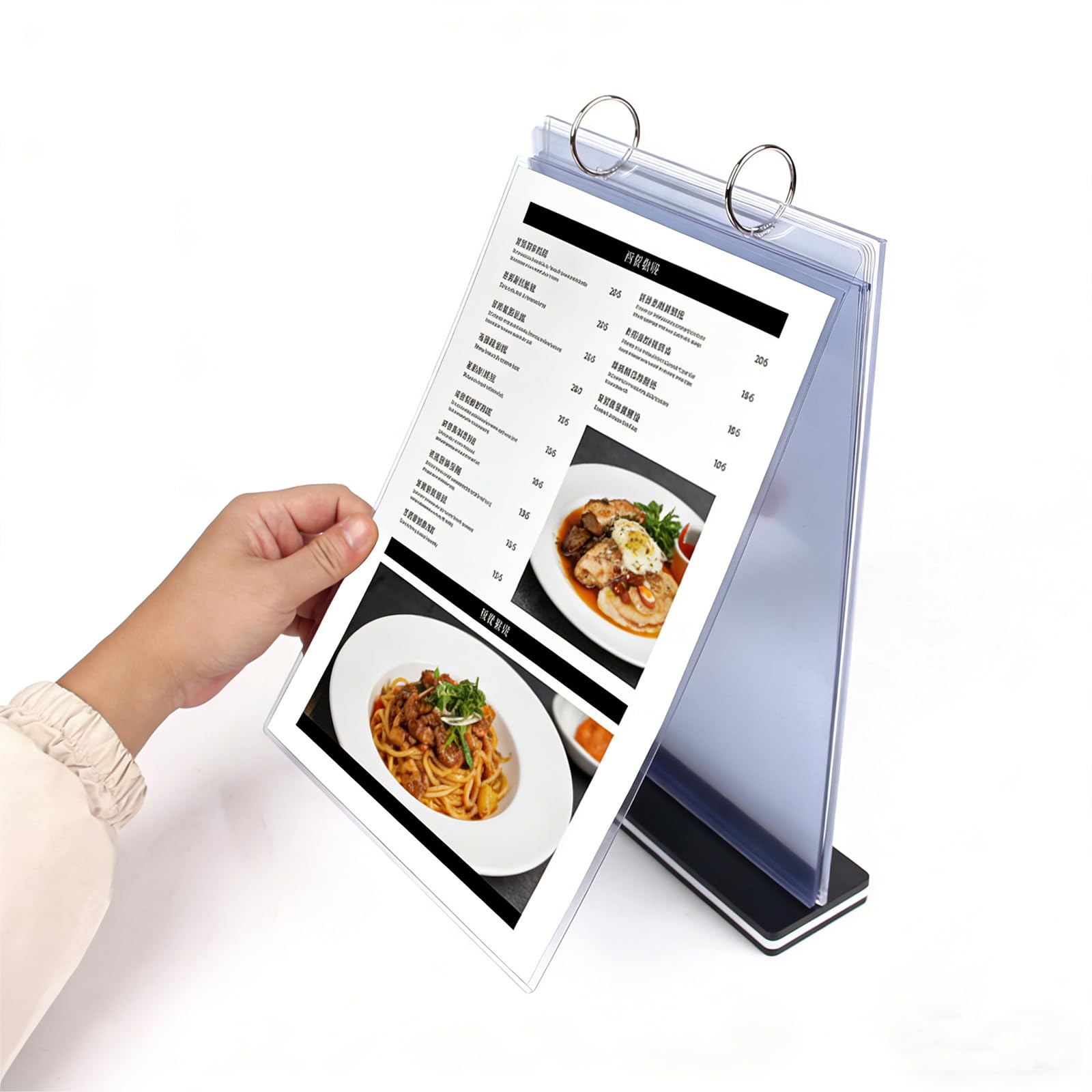 TEHAOLE A5 T-shaped Multi Page Flip Acrylic Sign Holder,Page 6 Side 12 Suitable for Restaurants/Offices/Schools/Ad Display