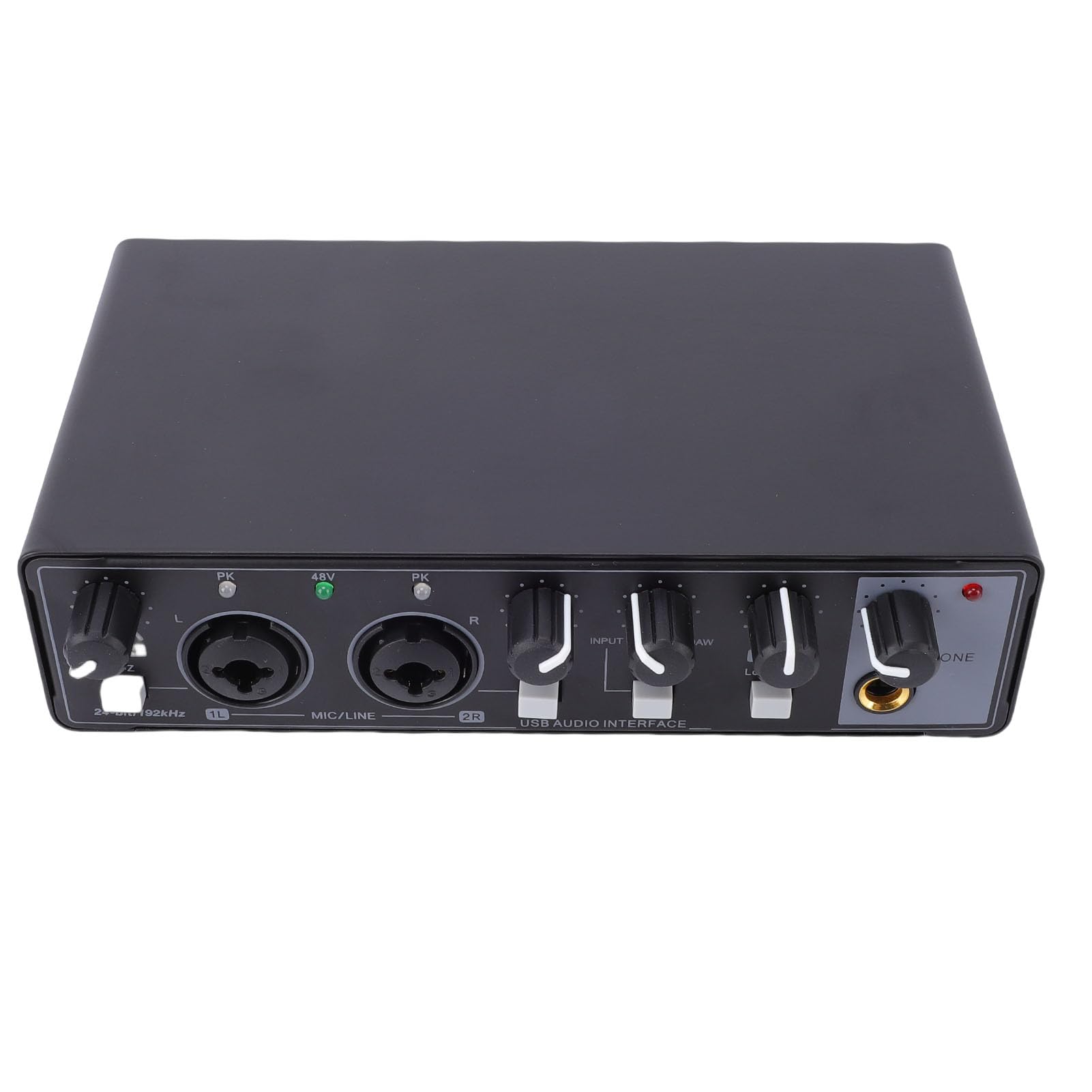 Diyeeni Interfaz de USB, Tarjeta de Sonido USB C de 24 Bits y 192 KHz con Preamplificador Transparente para Grabar Música y Transmitir Podcasts (BLACK)