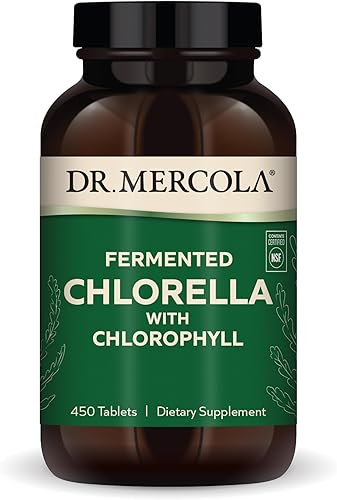 Dr. Mercola Clorella fermentada con clorofila, 90 porciones (450 tabletas), suplemento dietético, apoya la salud inmunológica y de órganos, sin OMG,