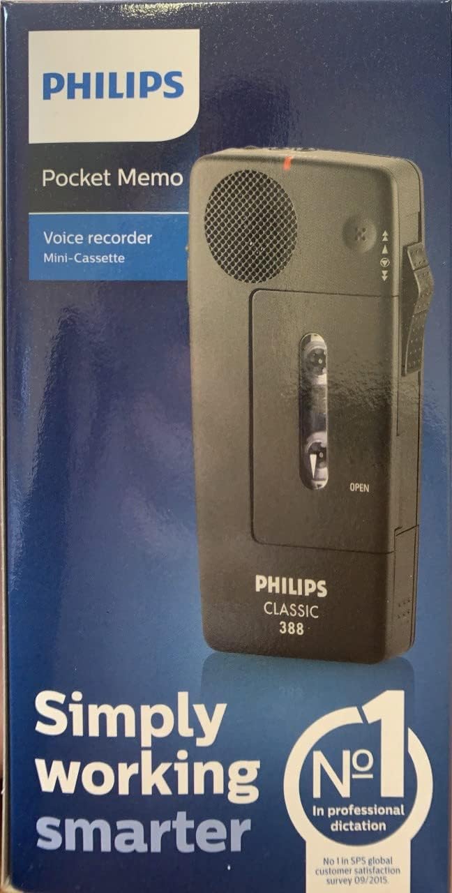 PHILIPS Pocket Memo 388 Slide Switch Mini Cassette Dictation Recorder