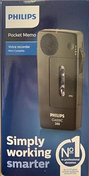 PHILIPS Pocket Memo 388 Slide Switch Mini Cassette Dictation Recorder