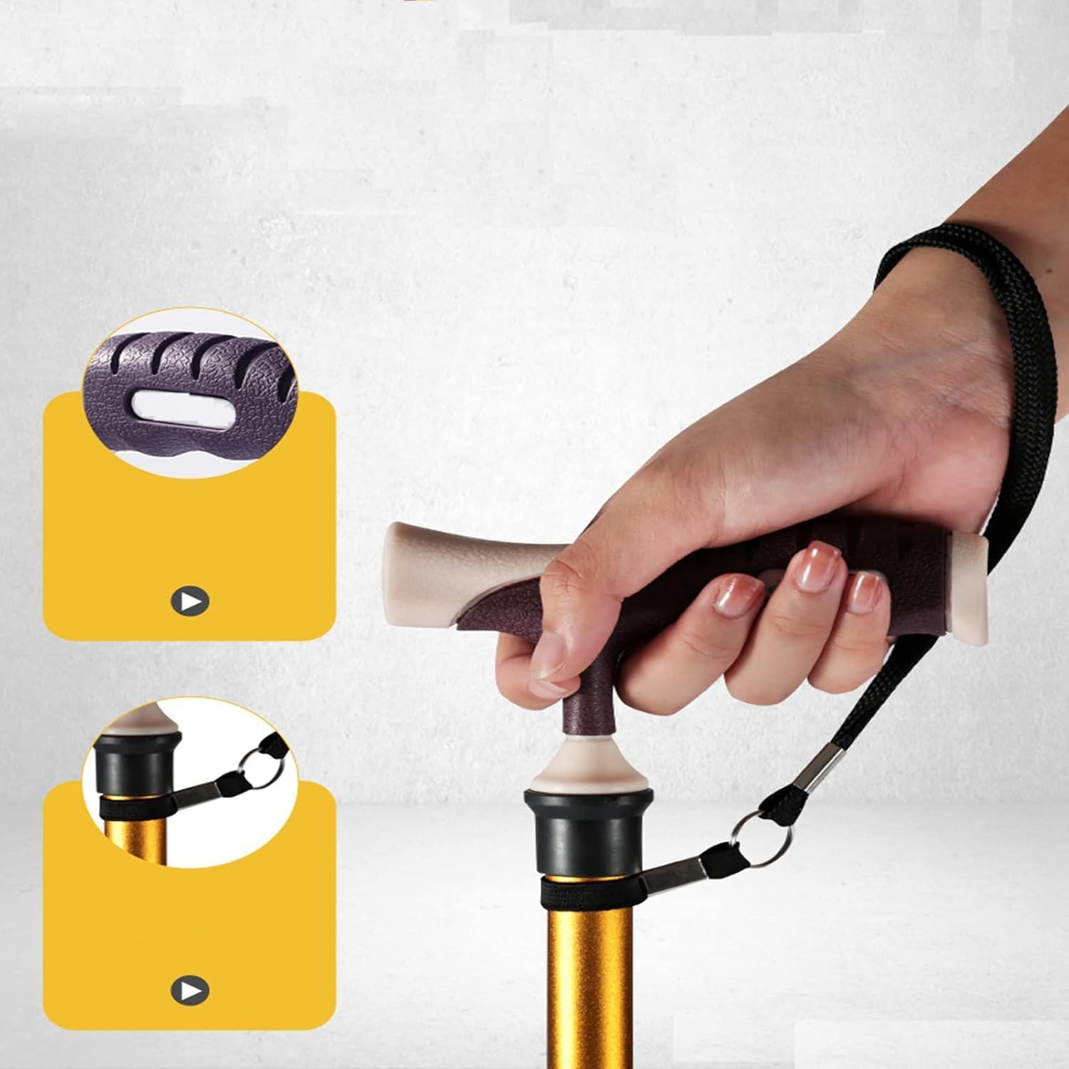 Bastón cuádruple ajustable: base estable para apoyo de movilidad de ancianos y asistencia de equilibrio