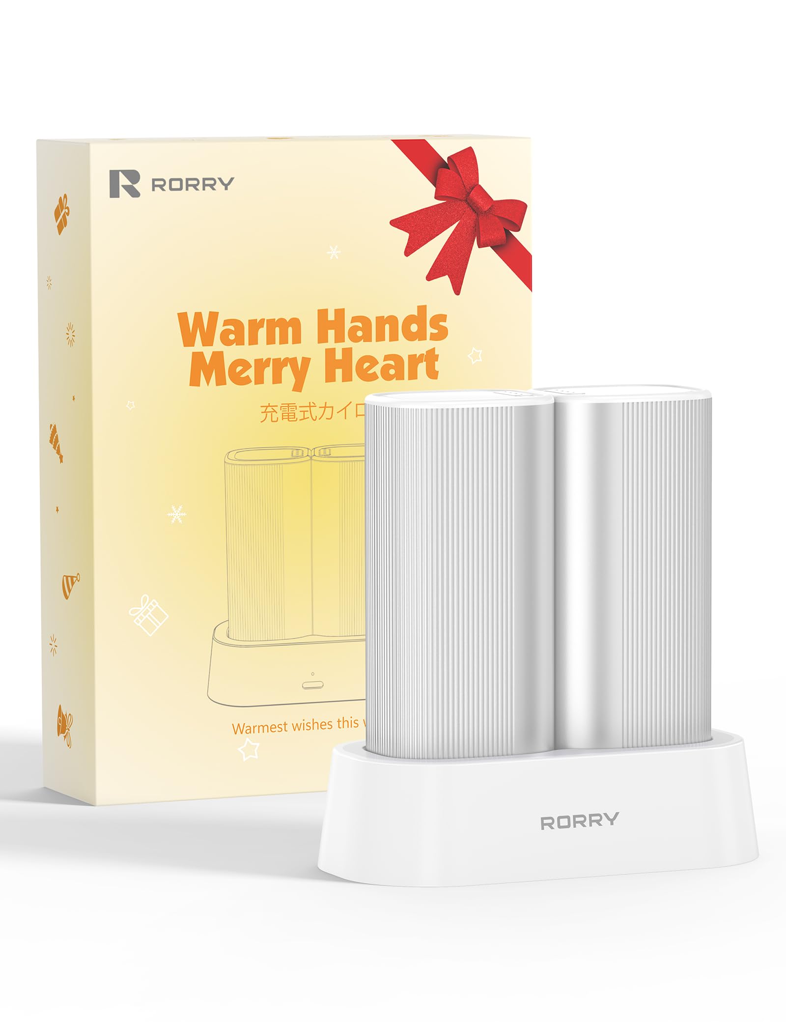 RORRY Hand Warmers Rechargeable 2 Pack, 10000mAh 360° Heating Magnetic Electric Hand Warmer, 24Hrs Warmth Portable Reusable Pocket Heater for Golf Camping Hunting Gifts for Men Women, Sliver