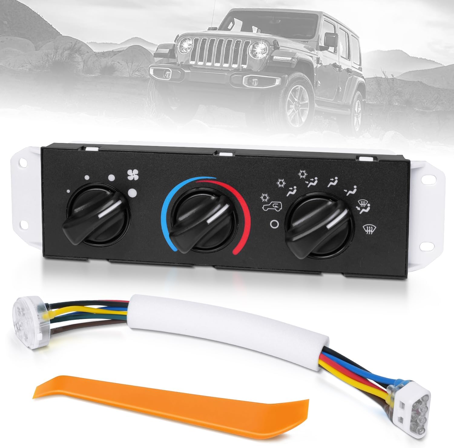 HVAC Climate Control Panel Switch Compatible with 1999-2004 Jeep Wrangler TJ Replace#55037473AB, BL101, HS-373