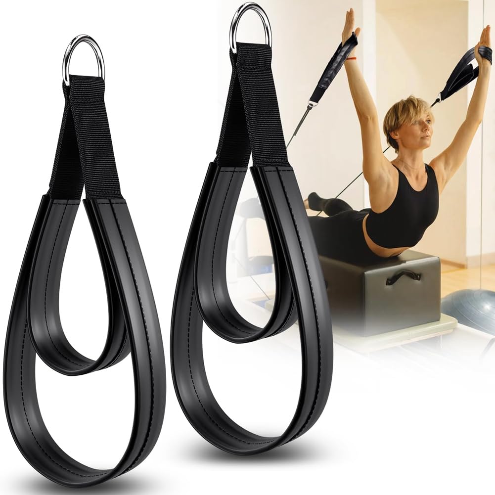 2PCS Kit di Cinghie Pilates Pilates Double Loop Straps Set per Reformer, Fitness D-Ring Straps Double Imbottito