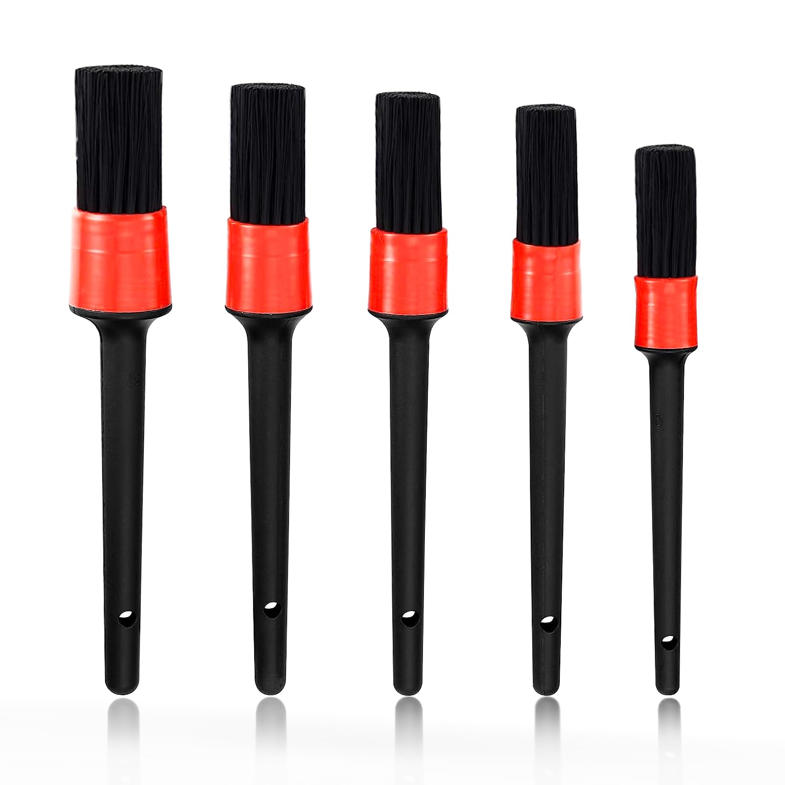 Ziciner5PCS Car Detailing Brush Set, Soft Auto Detail Brushes Kit with Different Sizes, Scratch-Free Vehicle Brush for Cleaning Interior Exterior, Dashboard Engine Leather Wheel