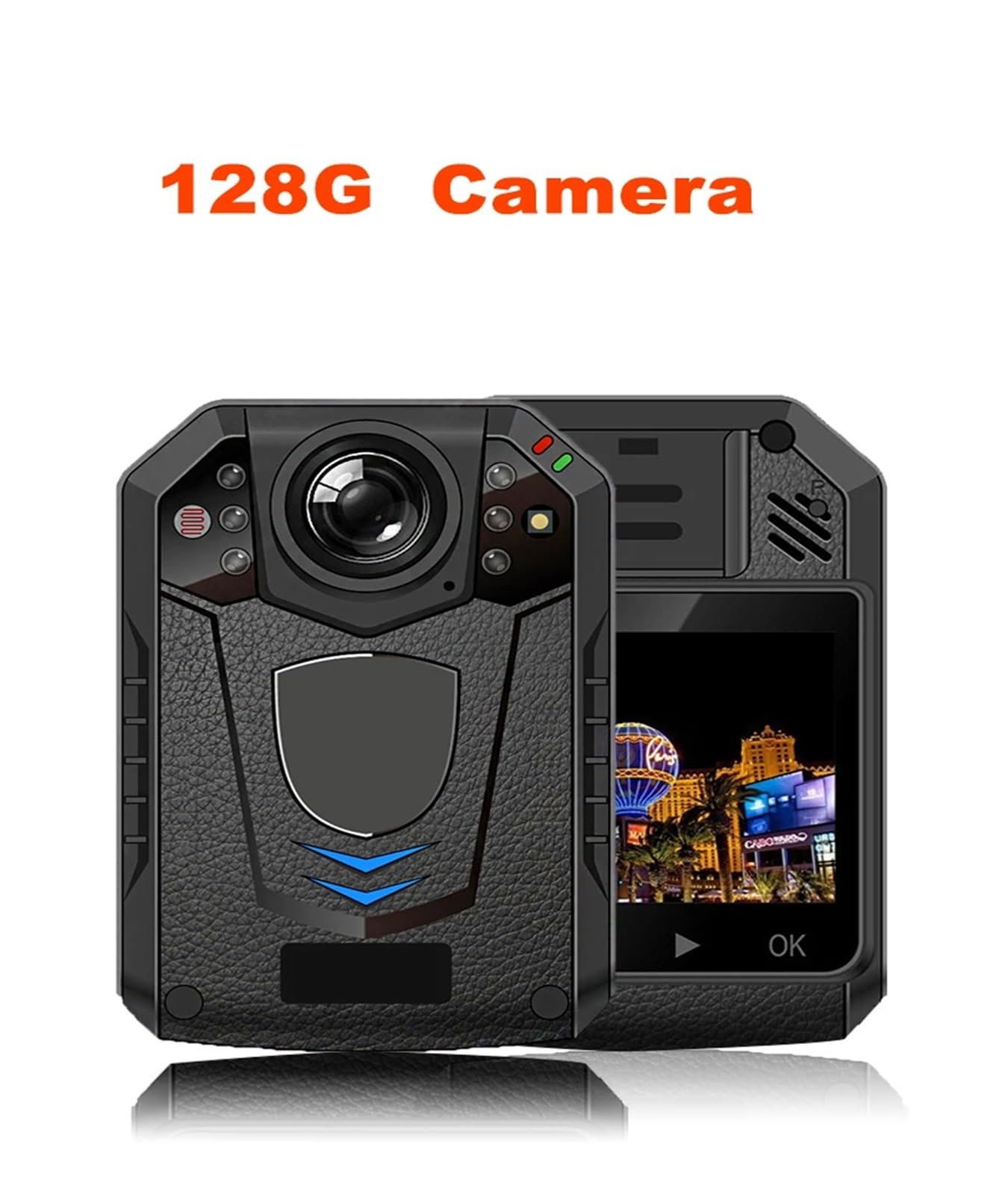 Kamera na ciało F3 1296P HD wykrywanie ruchu kamera Bodycam nagrywanie wideo nadzór bezpieczeństwa ukryta Mini bezprzewodowa kamera policyjna na ciało z dźwiękiem i obrazem(128GB)