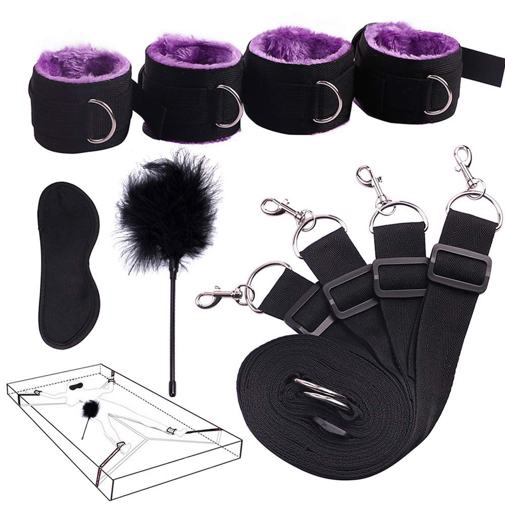 Kit di attività Divertenti per Il Polsino della Caviglia per Il contenimento del Letto, Kit per la Pratica dello Yoga, Adatto per Le Coppie in Camera da Letto (Viola)