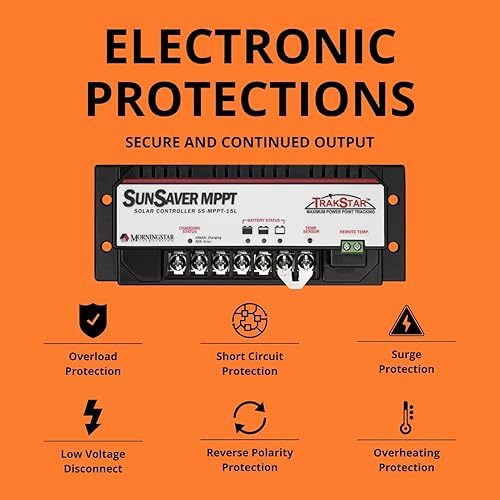 Miniatura 3 de Morningstar SunSaver 6A PWM Controlador de carga solar (SS-6L-12V) - Regulador de panel solar para baterías de 12V, carga de batería de cuatro
