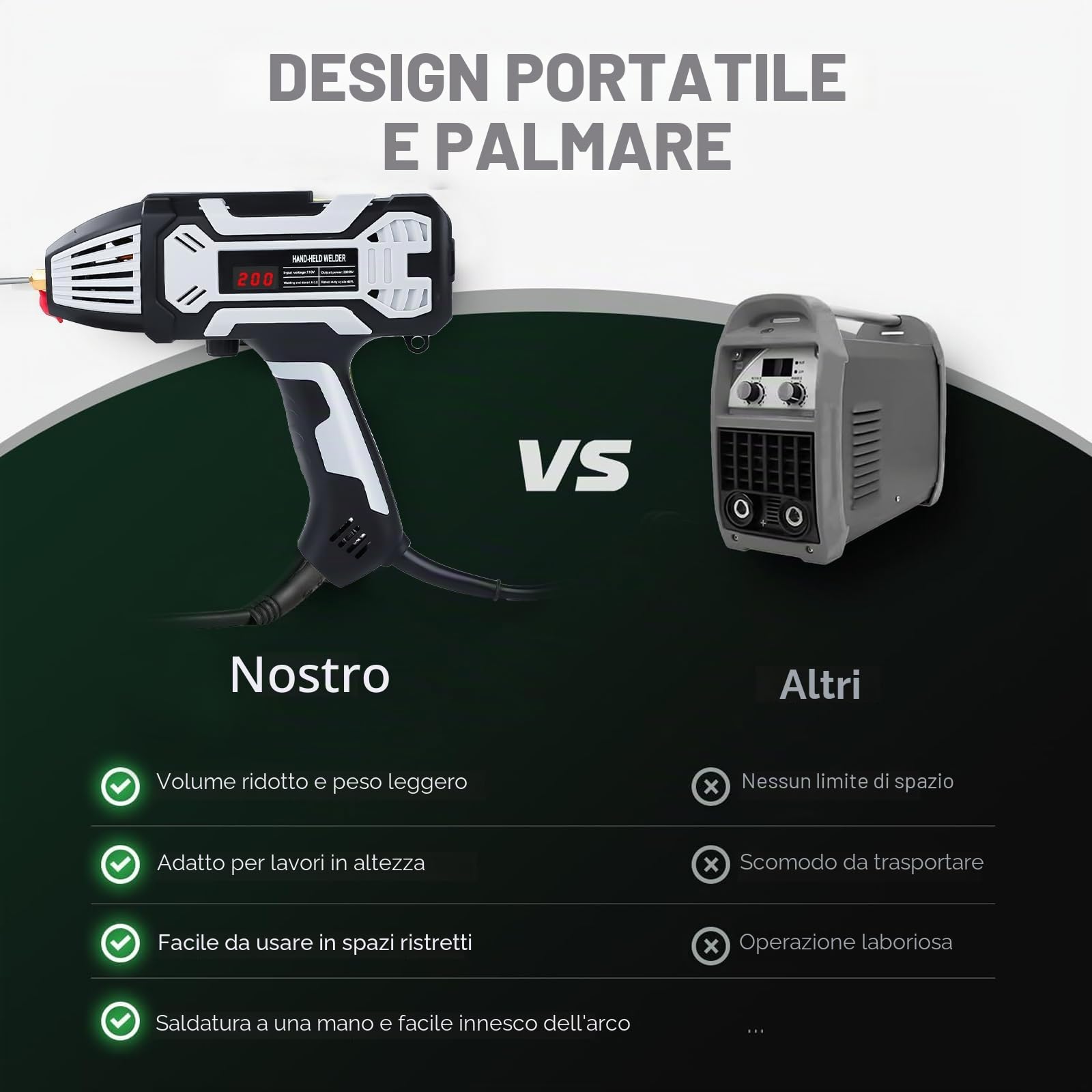 Saldatrice portatile ad arco da 220 V con 10 barre di saldatura, saldatrice ad elettrodi da 200 A con inverter IGBT, per aste metalliche da 1,6 mm a 3,2 mm
