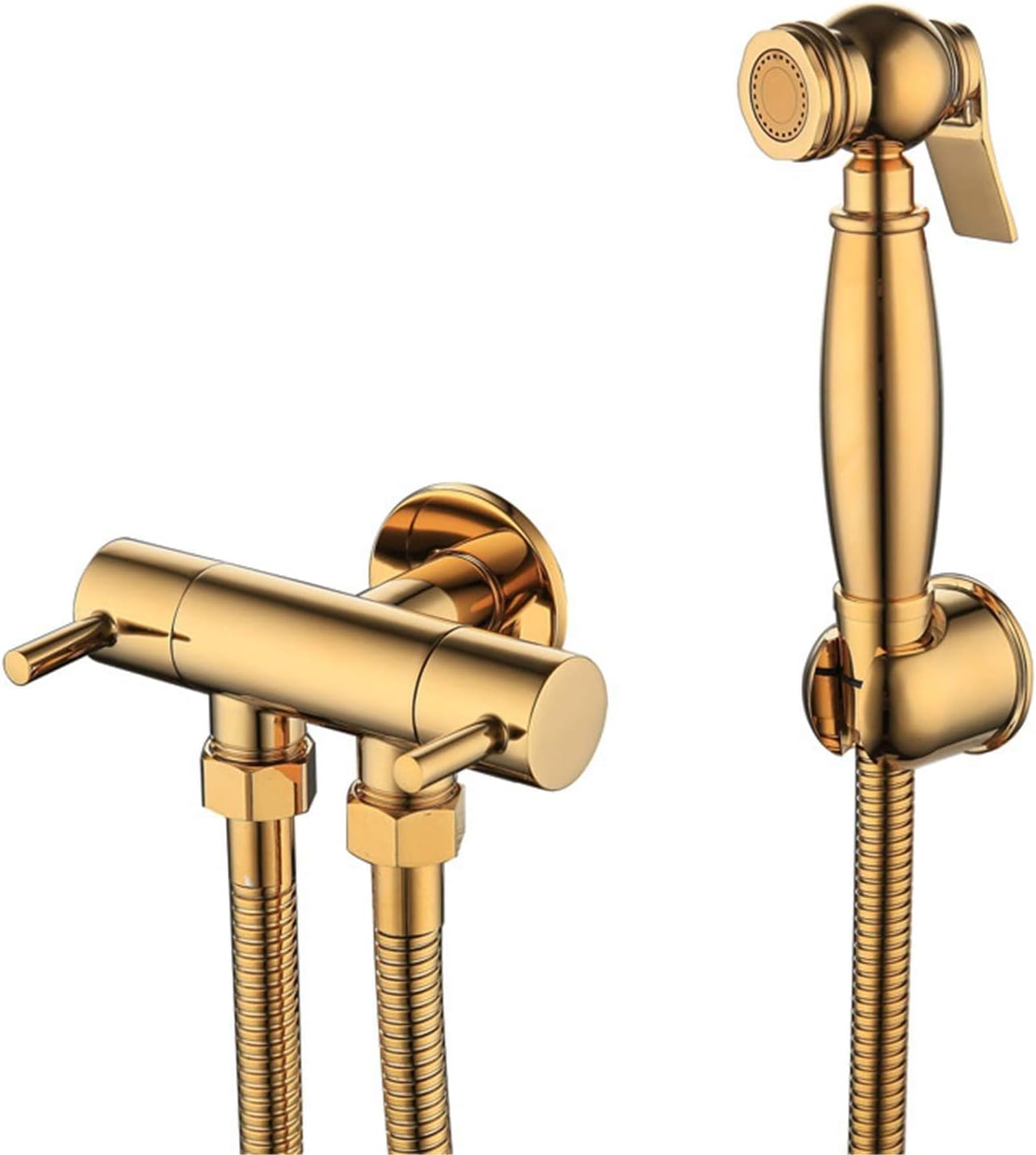 Bidet Faucet, Brushed Gun Grey Handheld Toilet Bidet Sprayer, Solid Brass Single Handle Valve Electroplated Shower Douche Kit,
