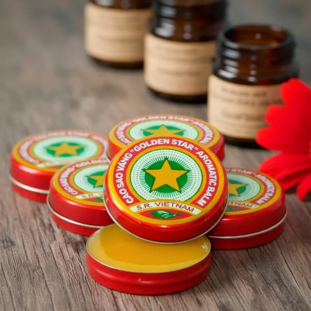 2 Pack (6g Total) Golden Star Balm Vietnamese Aromatic Balm Natural Relief Ointment - Cao Sao Vang 3g