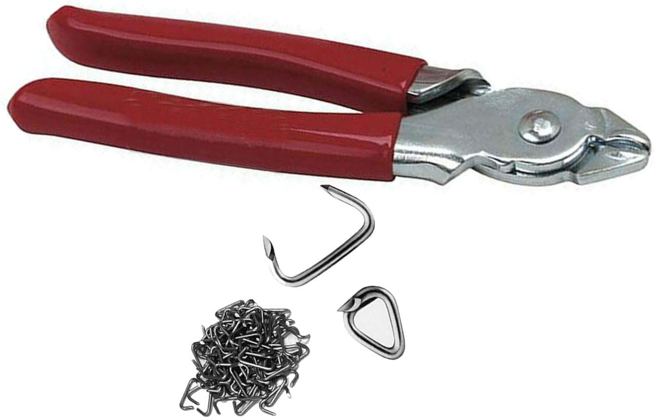 Free Shipping 🛒 Straight Hog Ring Pliers 150 Rings 3/4 Kit for Automotive Upholstery Supplies Tools