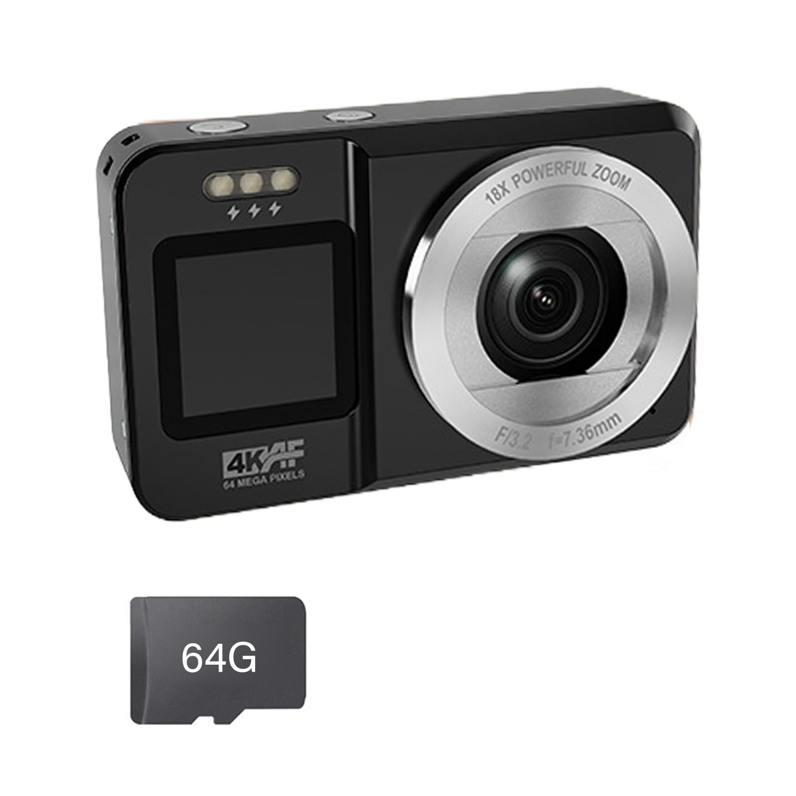 Camera Digitale A Doppia Schermata 4K Sensore 64MP 18x Opticals Zoom Compacts Design Per La Fotocamera Digitale La Fotografia Esterna Adolescenti Adolescenti