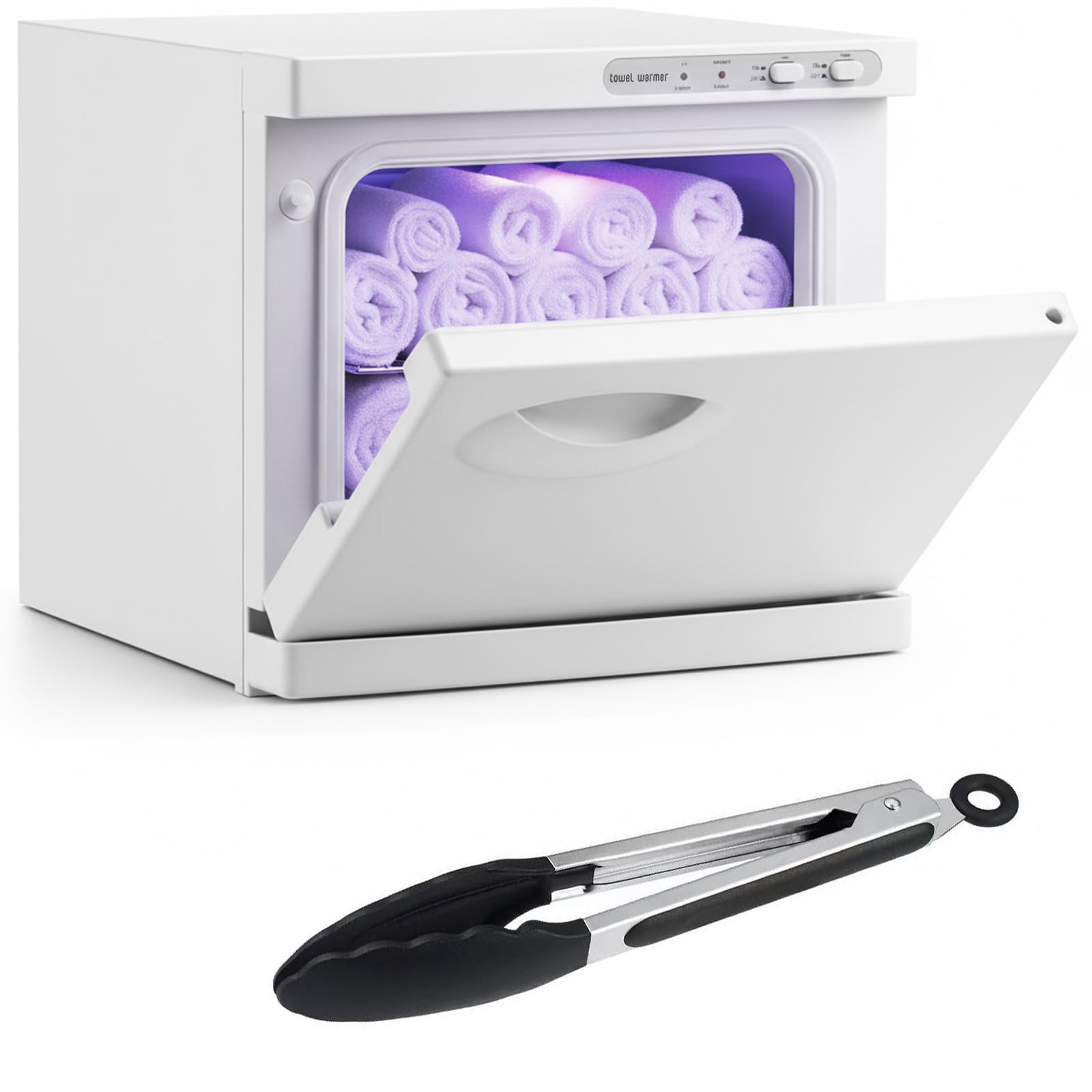Handtuchwärmer 8L mit UV-Desinfektion & Schnellaufheizung, Elektrischer Handtuchheizschrank für Wellness, Friseur & Haushalt, Bis 75°C, 24 Handtuch Kapazität, EIN-Tasten-Bedienung (Weiß)