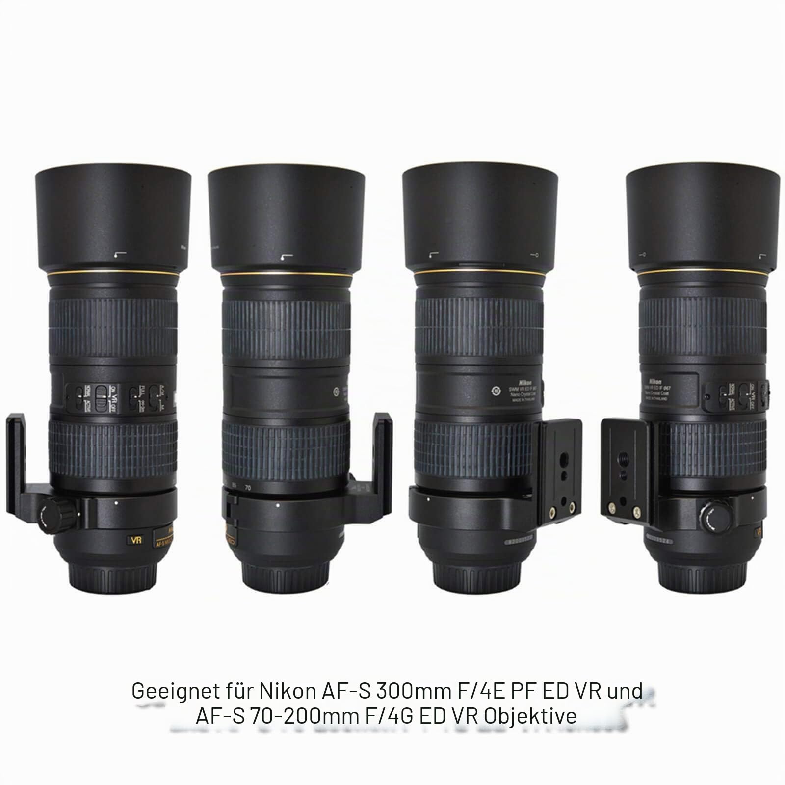 iShoot Stativschelle Stativring Objektiv Stativ-halterungsring für Nikon RT-1 Nikkor AF-S 300mm f/4E PF ED VR & AF-S 70-200mm f/4G ED VR, unten ist Arca-Swiss Fit Kameraplatte Schnellwechselplatte