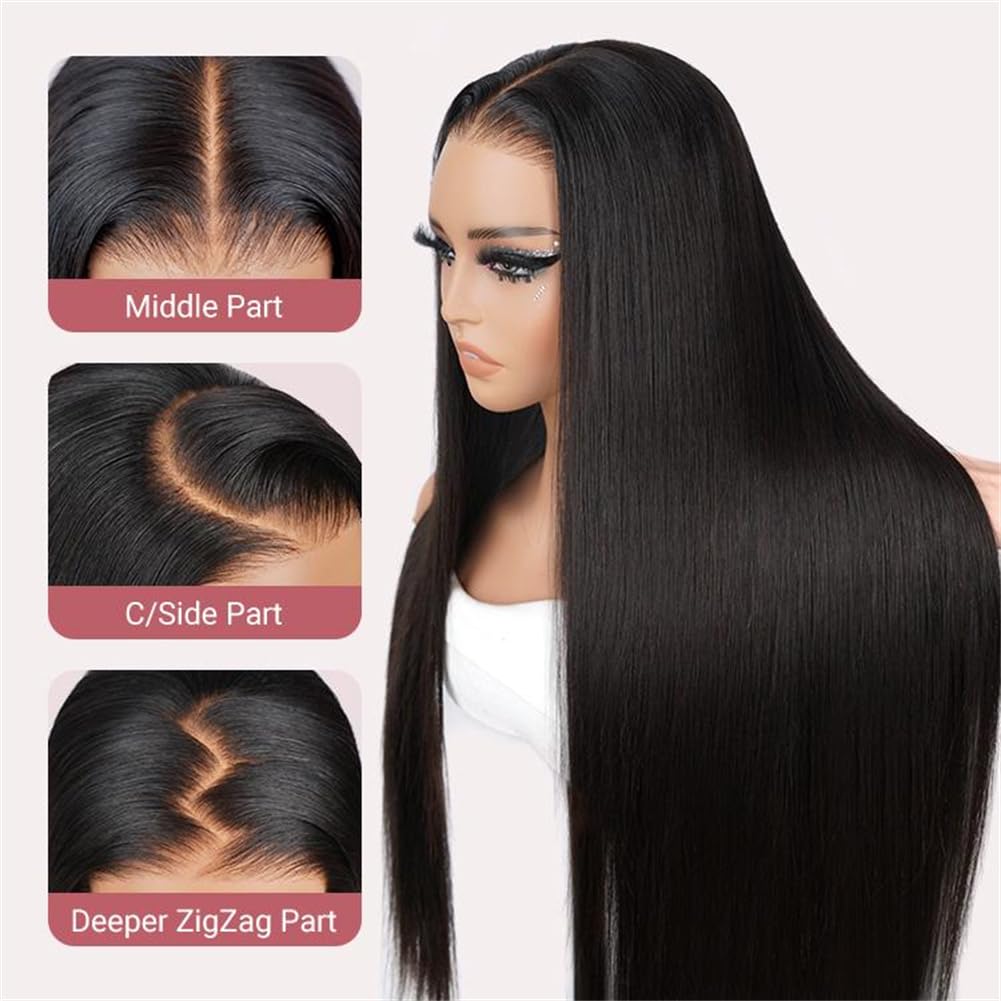 Wiggins Hair Straight Lace Front Wig Human Hair 13x4 HD Lace Front Wig Pre Bleached Knots Human Hair Wig Beginner Friendly 18 Inch