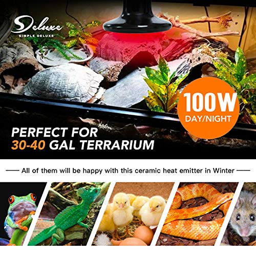 Simple Deluxe 100W 1-Pack Ceramic Heat Emitter Reptile Heat Lamp Bulb No Light Emitting Brooder Coop Heater for… - Image 7