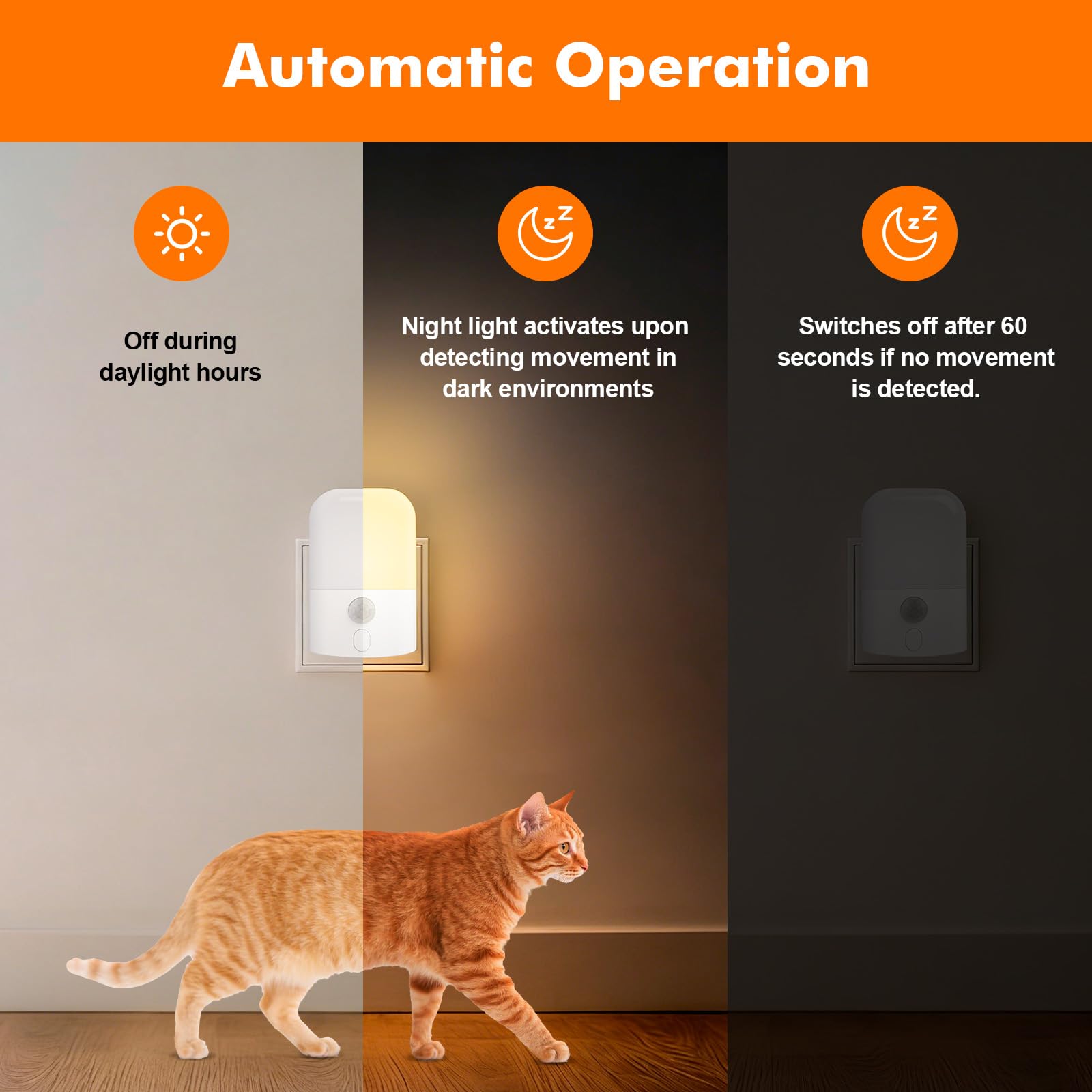 GRIFEMA GD103-1 Luz Nocturna Infantil 5 Niveles de Brillo Ajustables, Luz Nocturna con Sensor de Movimiento para Habitación de Niños, Baño, Pasillo, Cocina, Escaleras, 2700K Blanco Cálido
