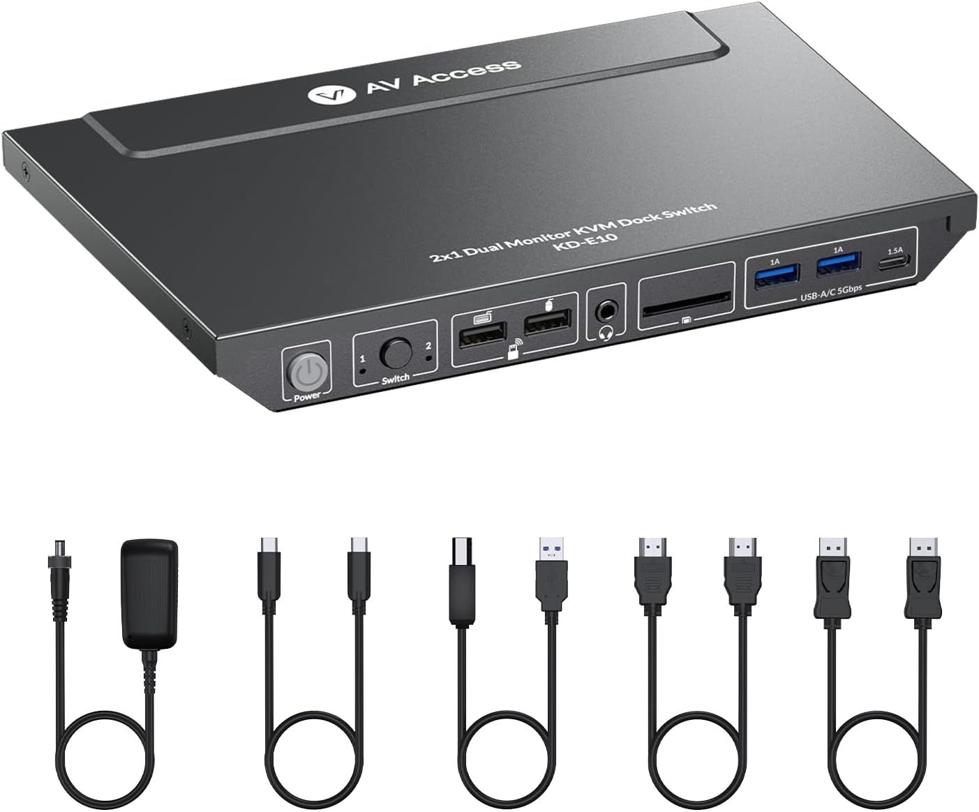 AV Access KVM Switch 2 Monitors 2 Computers, 4K@60Hz KVM Docking Station