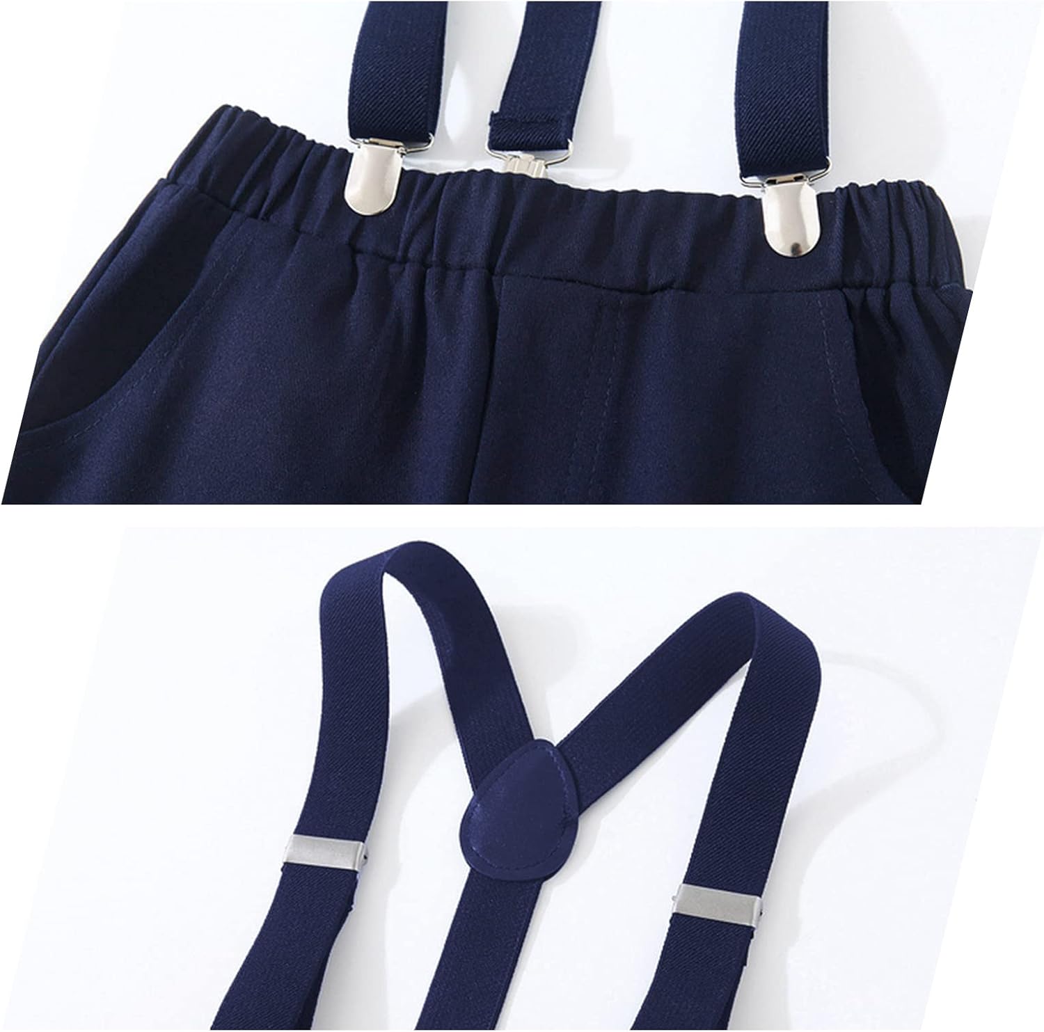 Volunboy Boys Clothes Set Toddler Kids Gentlemen Suit Long Sleeve Bow Tie Shirts Suspenders Pants Outfits - Image 5