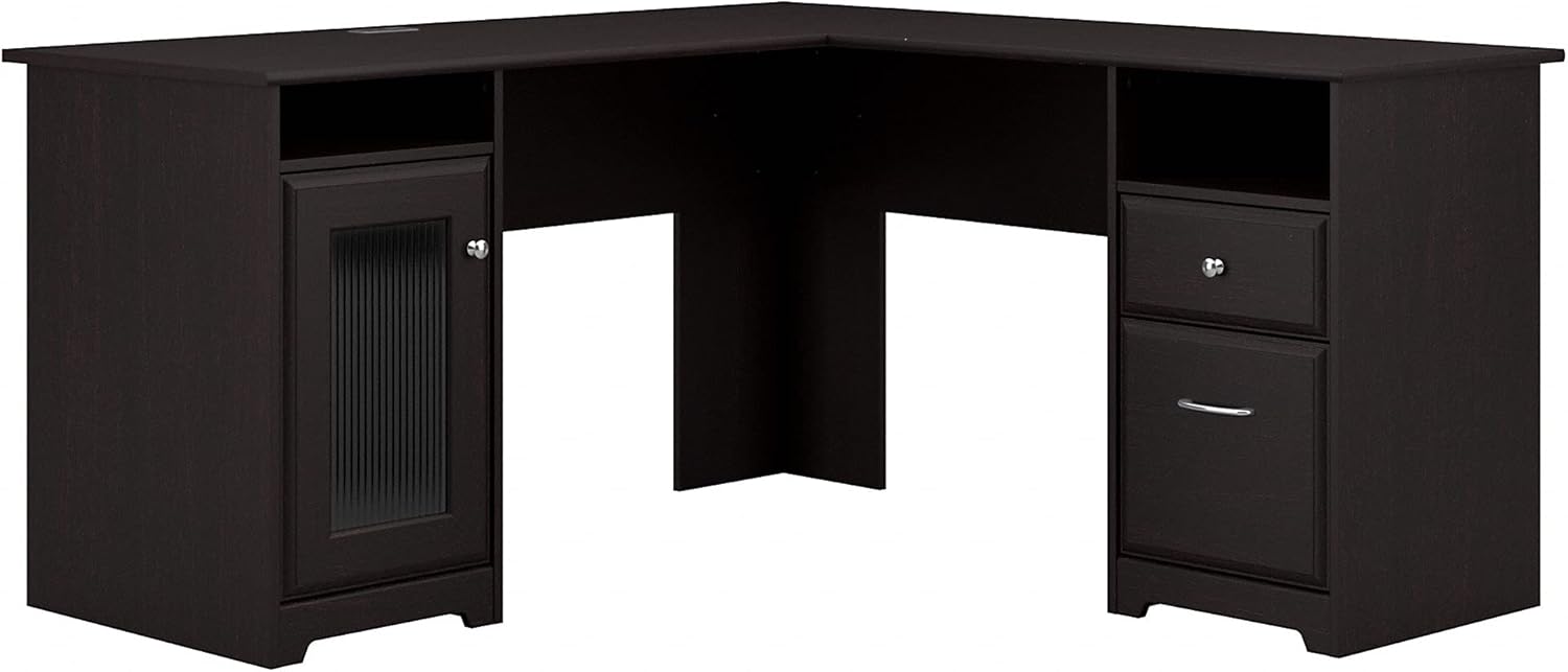 Bush Furniture Cabot L Shaped Computer Desk in Espresso Oak Amazon.ca