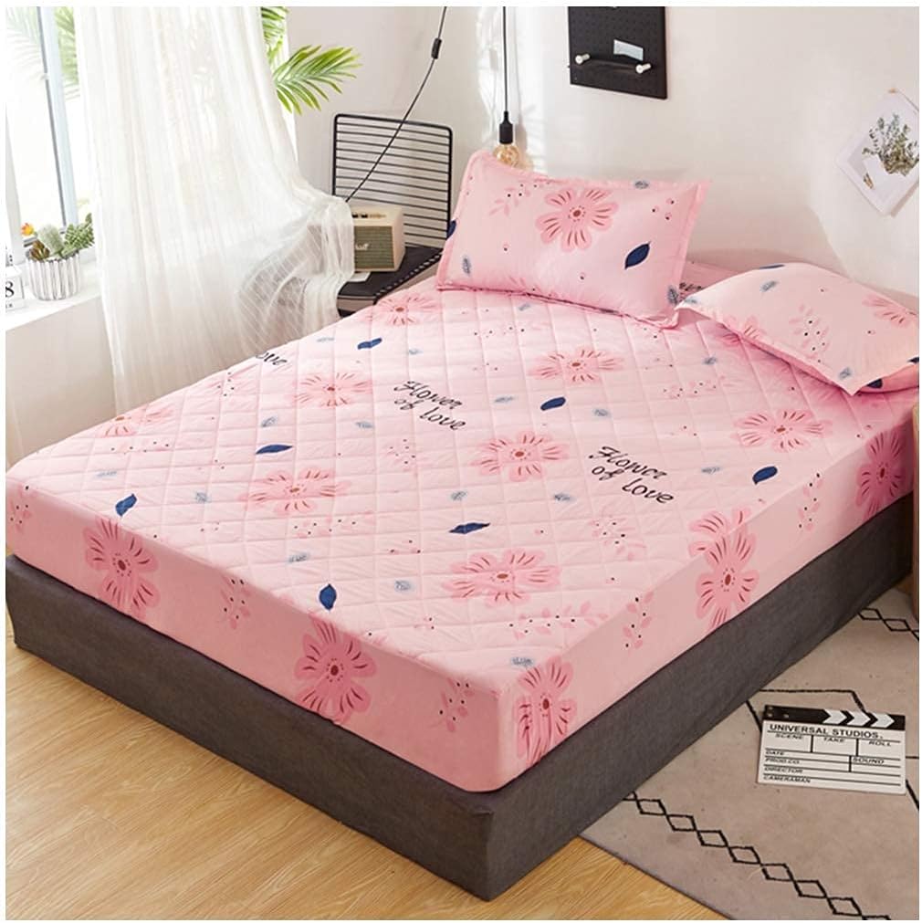 Mattress Cover Quilted Cotton Pad Mattress Cover Washable Soft Mattress Cover for Mattresses with a Depth of 2 to 10 inches (G 180 x 200 cm)