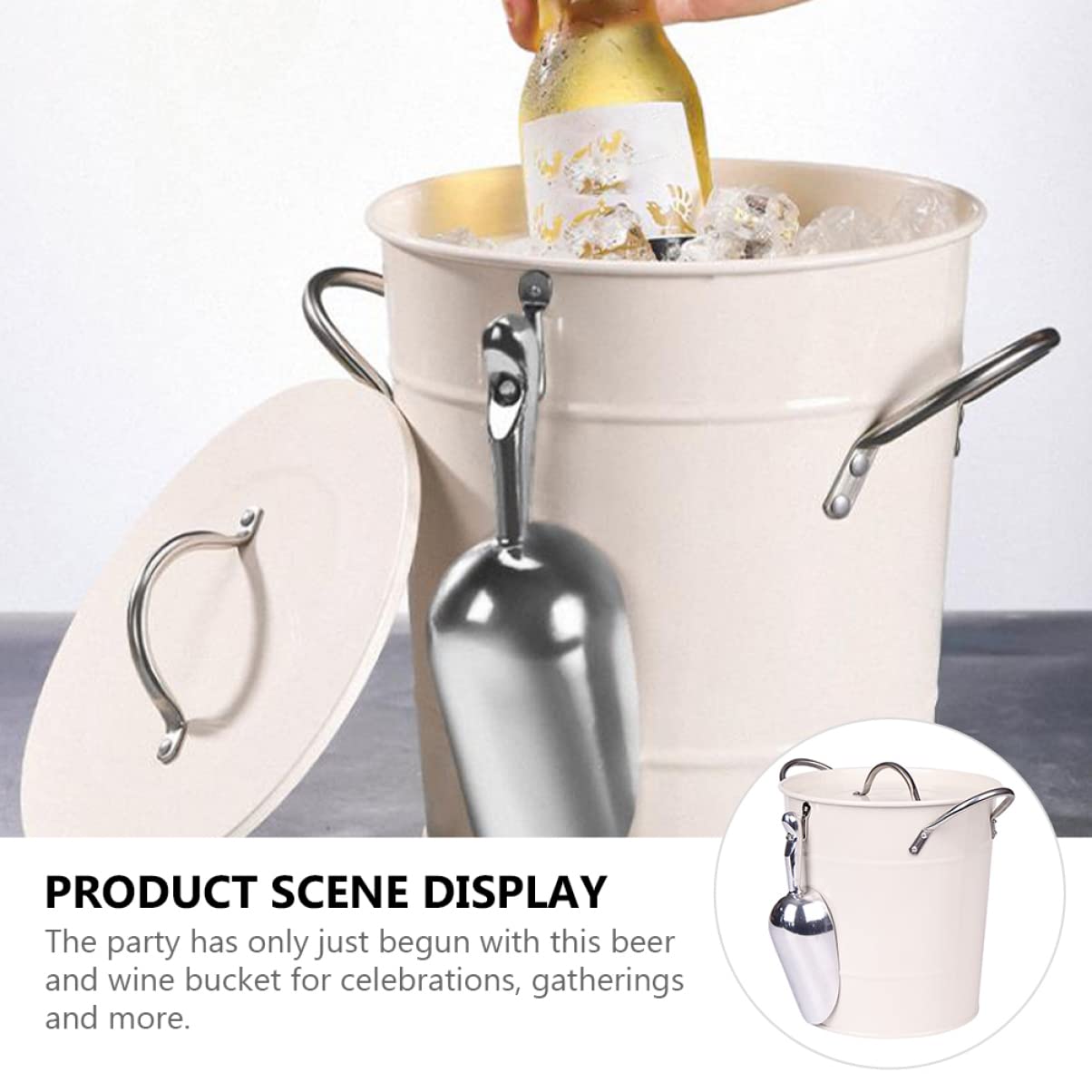 MAGICLULU Secchiello Ghiaccio Festa 4, 5l Ferro Bianco per Vino e Birra | Palette Inclusa, Uso Celebrazioni e Ogni Occasione, Raffredda Bottiglie Vino, Festival Birra Decor