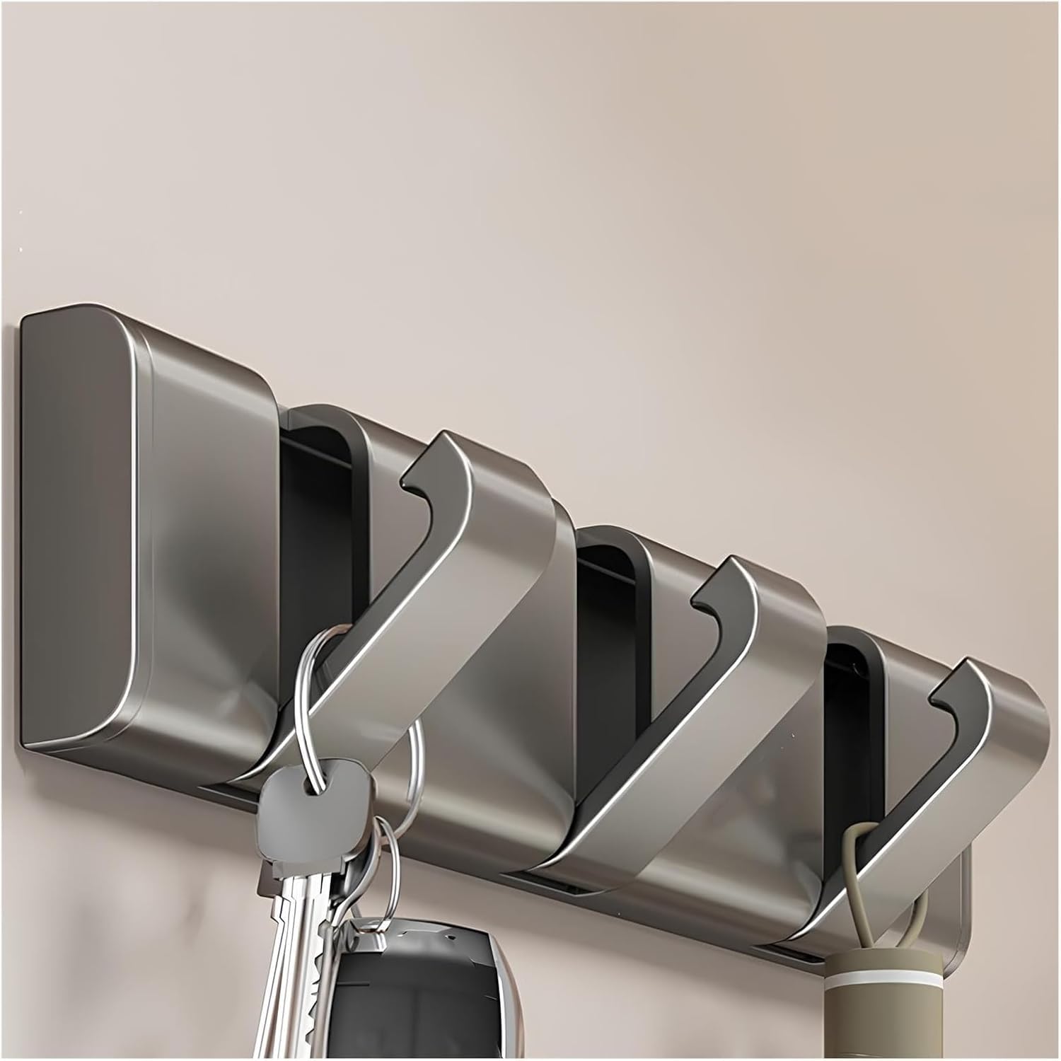3/4/5/6/7/8 Ganchos, Perchero Montado En La Pared De Alta Resistencia, Percheros Modernos Y Elegantes, Perchero Retráctil, Utilizado para Colgar Toallas, Ropa, Llaves, Sombreros, Grey, 60.7cm/23.8in